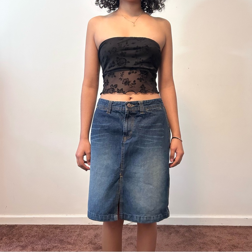 Route 66 denim midi skirt